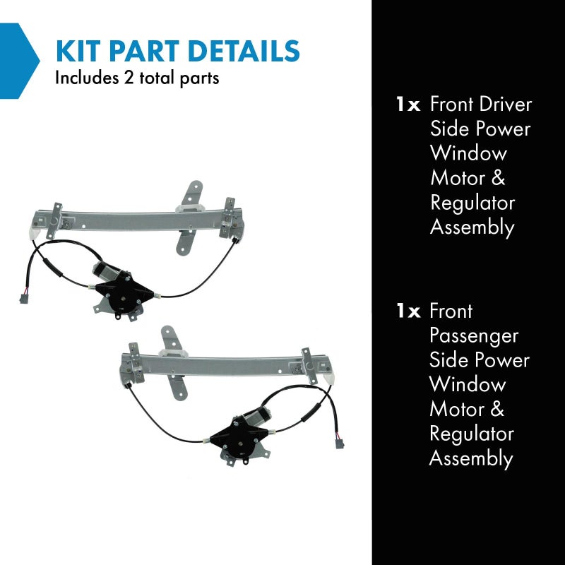 TRQ Driver & Passenger Side Power Power Window Regulator & Motor Assembly Set Compatible with 1992-2011 Ford Crown Victoria Mercury Grand Marquis 2003-2004 Marauder FO1350146 FO1351146 - Image 2